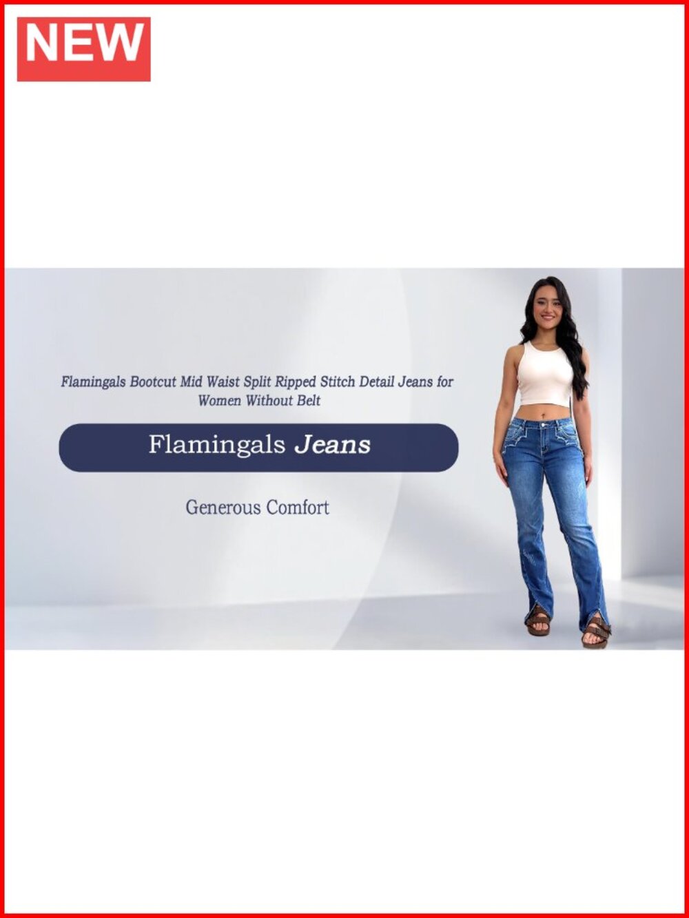 Mid Rise Bootcut Split Ripped Stitch Curvy Jeans - Picture 6 of 6